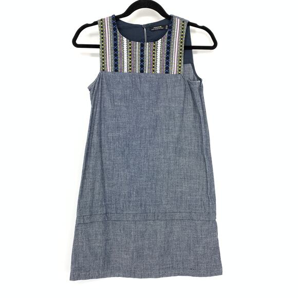 Kate Spade Saturday Dresses & Skirts - Kate Spade Saturday Chambray Mini Dress Womens Size 00 Embroidered Detail
